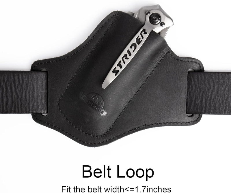 topstache Handmade Leather Pocket EDC Belt Folding Knife Sheath for Man,Cross Draw Right Side Carry Open Top for 5 inch Folding Knife,Black - Image 4